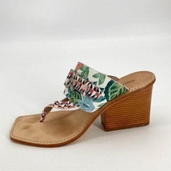 Donald J. Pliner White Mimi Tropical Leather Harness Square Toe 7.5 Slide Sandal - Picture 1 of 8